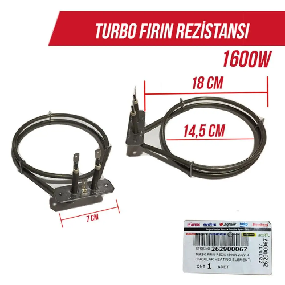 Arçelik 8314 Fırın Rezistansı - 262900067 Orjinal
