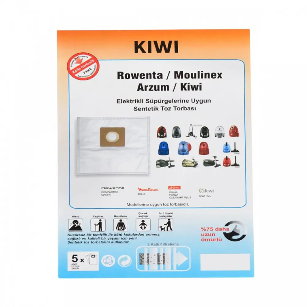 Kiwi KVC 4105 Sentetik Süpürge Toz Torbası