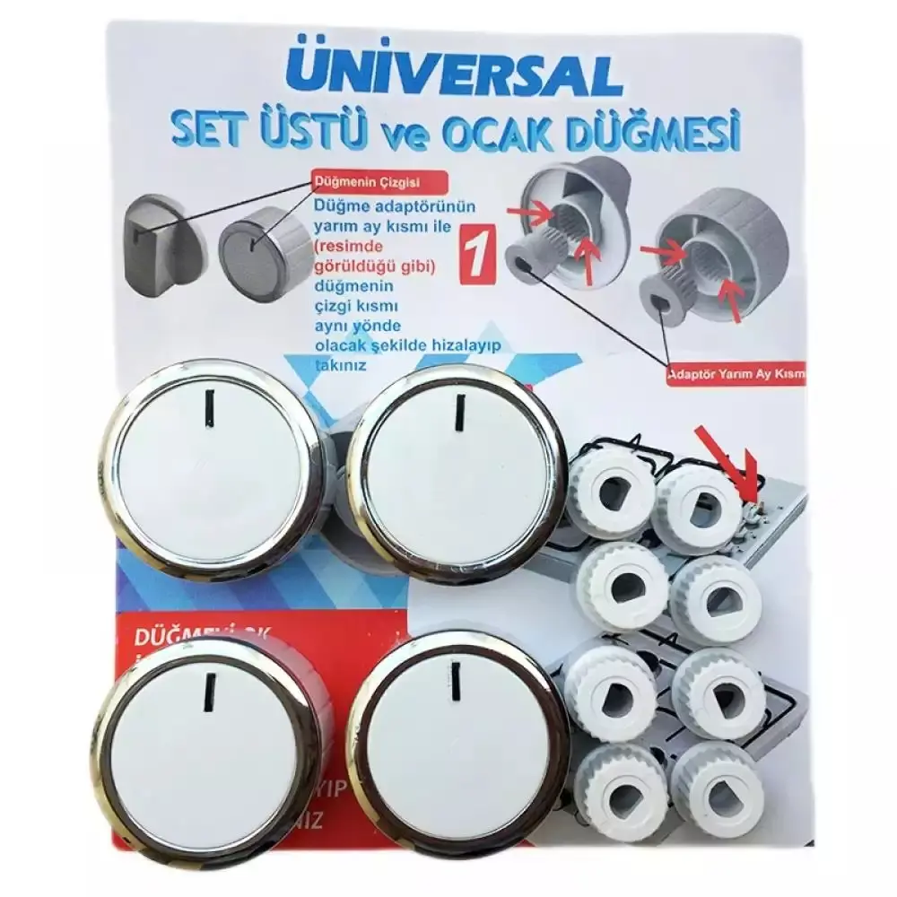 Universal Ankastre / Ocak Düğme Seti Beyaz