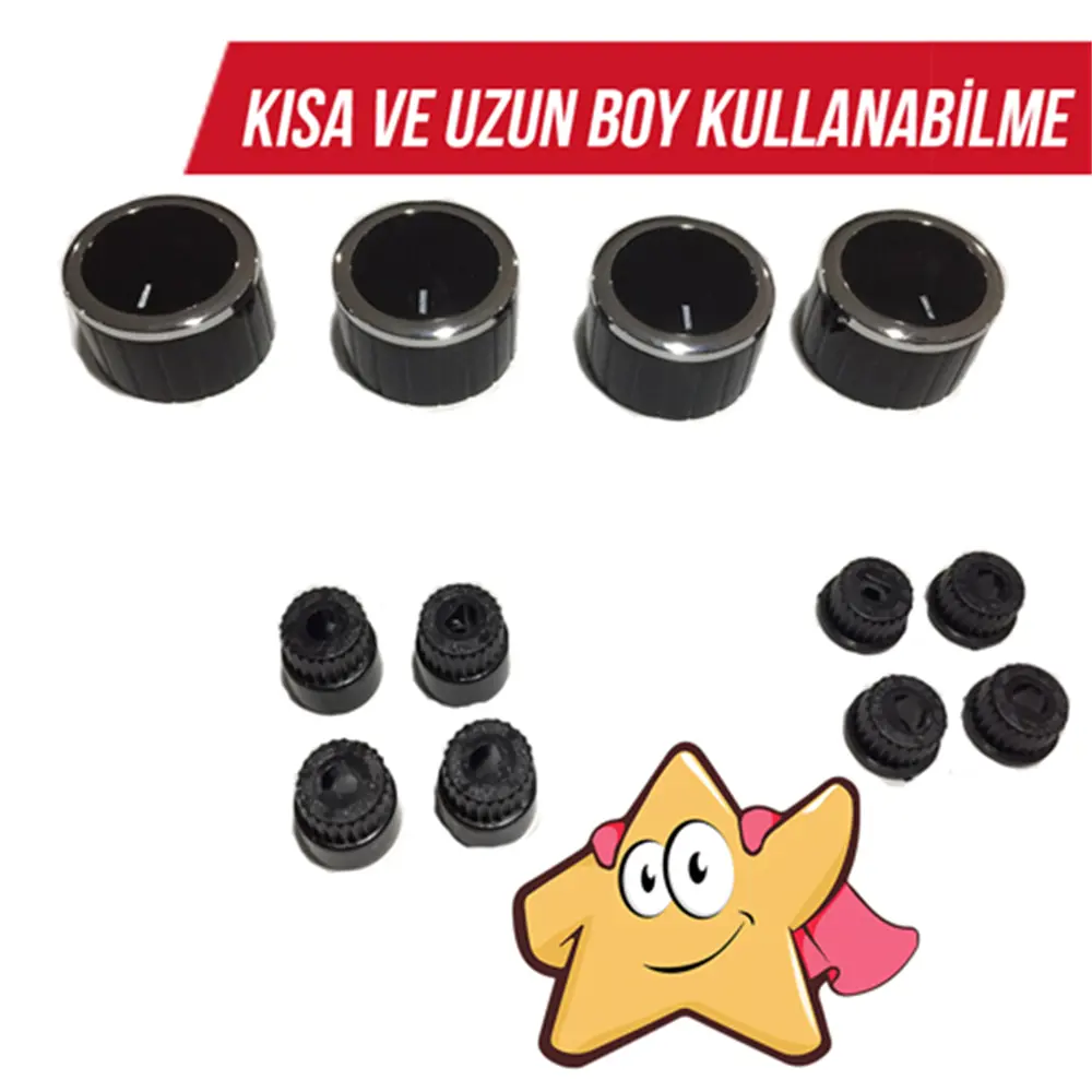 Universal Ankastre / Ocak Düğme Seti Siyah İnox