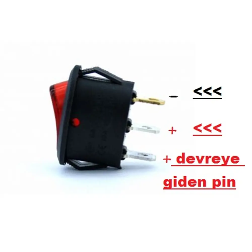 Universal Işıklı Kırmızı Fırın Şalteri Tekli